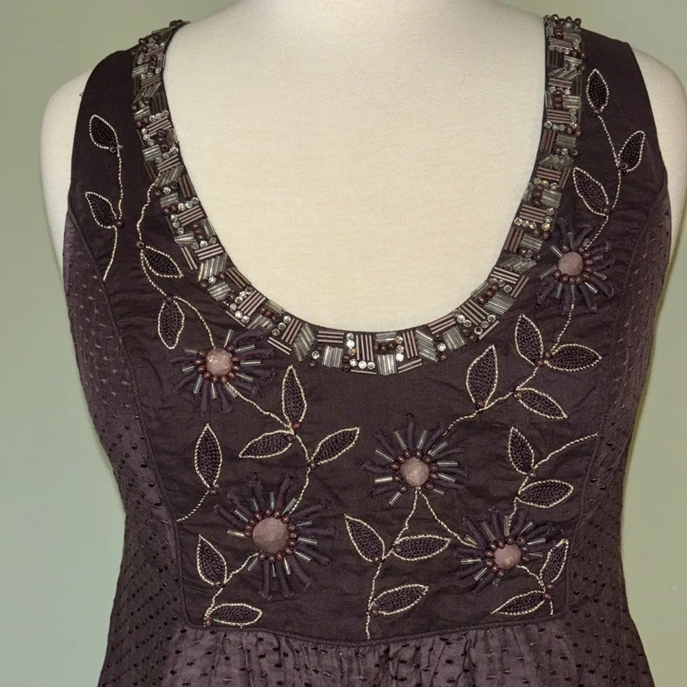 REBECCA TAYLOR beaded embroidered v neck purple women’s top size 4 - Picture 3 of 12